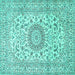 Square Medallion Turquoise Traditional Rug, tr726turq