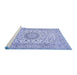 Sideview of Machine Washable Medallion Blue Traditional Rug, wshtr726blu