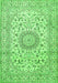 Serging Thickness of Machine Washable Medallion Green Traditional Area Rugs, wshtr726grn