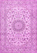 Machine Washable Medallion Pink Traditional Rug, wshtr726pnk