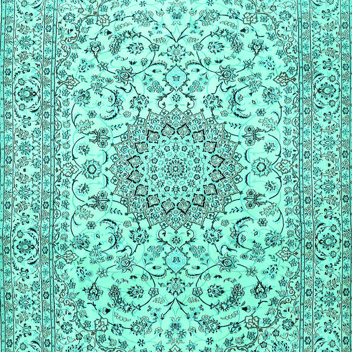Machine Washable Medallion Turquoise Traditional Area Rugs, wshtr726turq