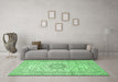 Machine Washable Medallion Emerald Green Traditional Area Rugs in a Living Room,, wshtr726emgrn