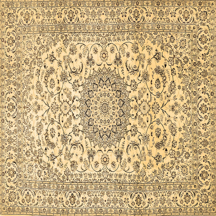 Square Machine Washable Medallion Brown Traditional Rug, wshtr726brn