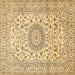 Square Machine Washable Medallion Brown Traditional Rug, wshtr726brn