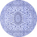 Round Medallion Blue Traditional Rug, tr726blu