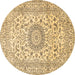 Round Medallion Brown Traditional Rug, tr726brn