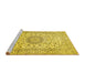 Sideview of Machine Washable Medallion Yellow Traditional Rug, wshtr726yw