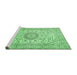 Sideview of Machine Washable Medallion Emerald Green Traditional Area Rugs, wshtr726emgrn