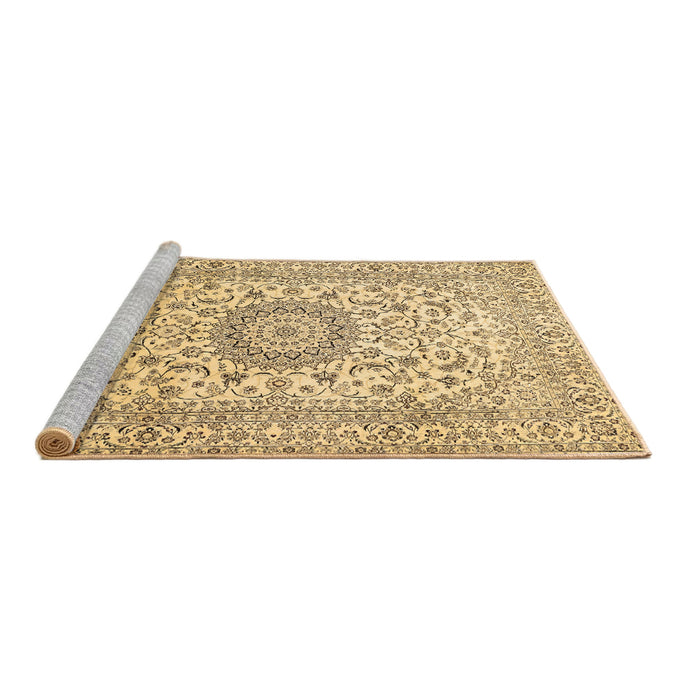 Sideview of Machine Washable Medallion Brown Traditional Rug, wshtr726brn