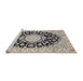 Sideview of Machine Washable Traditional Gray Rug, wshtr727