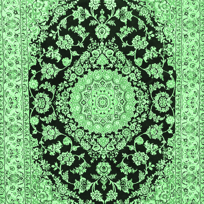 Machine Washable Medallion Emerald Green Traditional Area Rugs, wshtr727emgrn