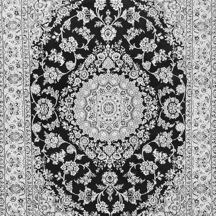 Serging Thickness of Machine Washable Medallion Gray Traditional Rug, wshtr727gry
