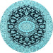 Round Medallion Light Blue Traditional Rug, tr727lblu