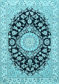 Medallion Light Blue Traditional Rug, tr727lblu