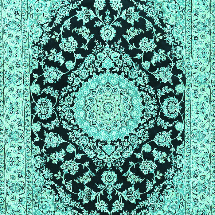 Machine Washable Medallion Turquoise Traditional Area Rugs, wshtr727turq