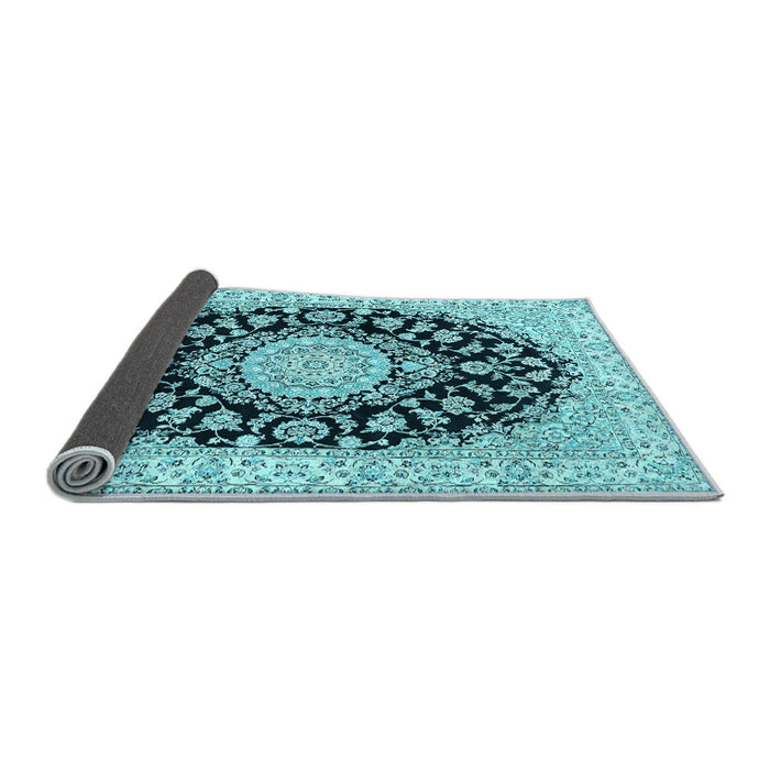 Sideview of Medallion Light Blue Traditional Rug, tr727lblu