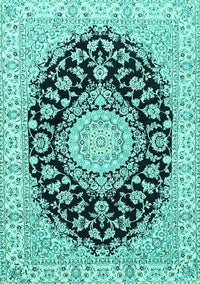 Medallion Turquoise Traditional Rug, tr727turq