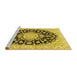 Sideview of Machine Washable Medallion Yellow Traditional Rug, wshtr727yw