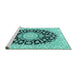 Sideview of Machine Washable Medallion Turquoise Traditional Area Rugs, wshtr727turq