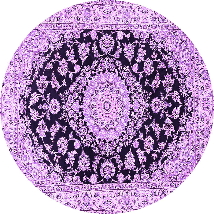 Round Medallion Purple Traditional Rug, tr727pur