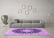 Machine Washable Medallion Purple Traditional Area Rugs in a Living Room, wshtr727pur