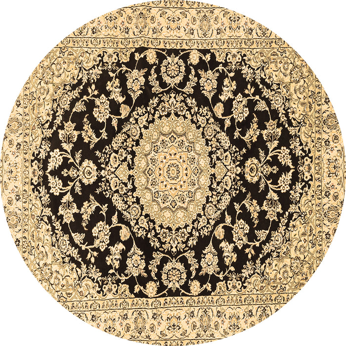 Round Medallion Brown Traditional Rug, tr727brn