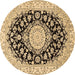 Round Medallion Brown Traditional Rug, tr727brn