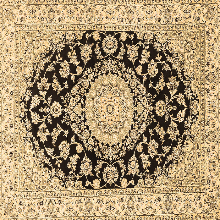Square Machine Washable Medallion Brown Traditional Rug, wshtr727brn