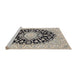 Sideview of Machine Washable Traditional Gray Rug, wshtr728