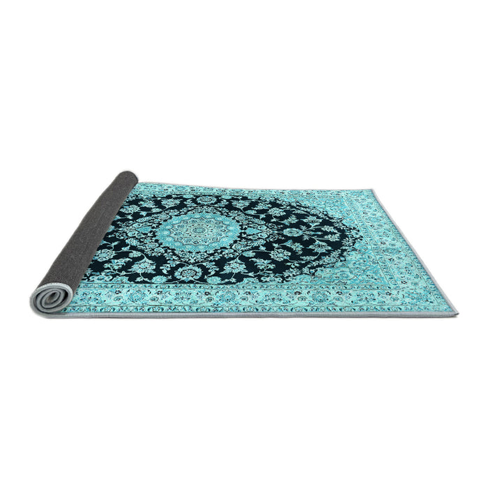 Sideview of Medallion Light Blue Traditional Rug, tr728lblu