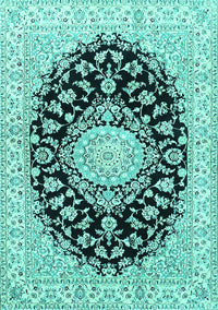 Medallion Turquoise Traditional Rug, tr728turq