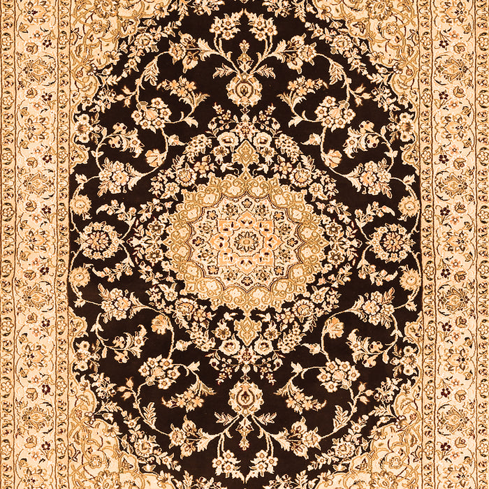 Serging Thickness of Machine Washable Medallion Orange Traditional Area Rugs, wshtr728org