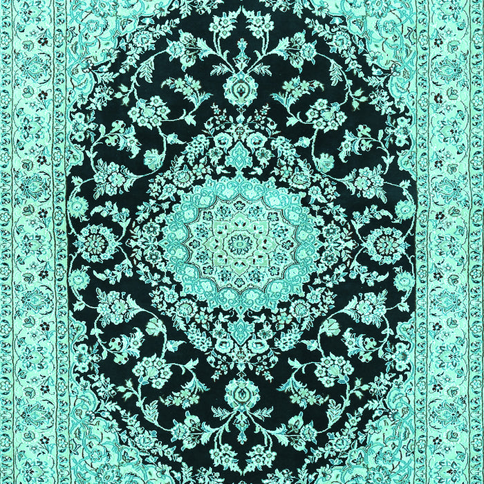 Machine Washable Medallion Turquoise Traditional Area Rugs, wshtr728turq
