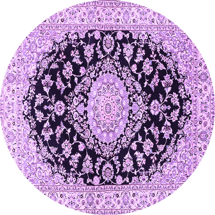 Round Medallion Purple Traditional Rug, tr728pur