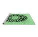 Sideview of Machine Washable Medallion Emerald Green Traditional Area Rugs, wshtr728emgrn