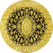 Round Medallion Yellow Traditional Rug, tr728yw