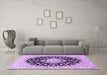 Machine Washable Medallion Purple Traditional Area Rugs in a Living Room, wshtr728pur