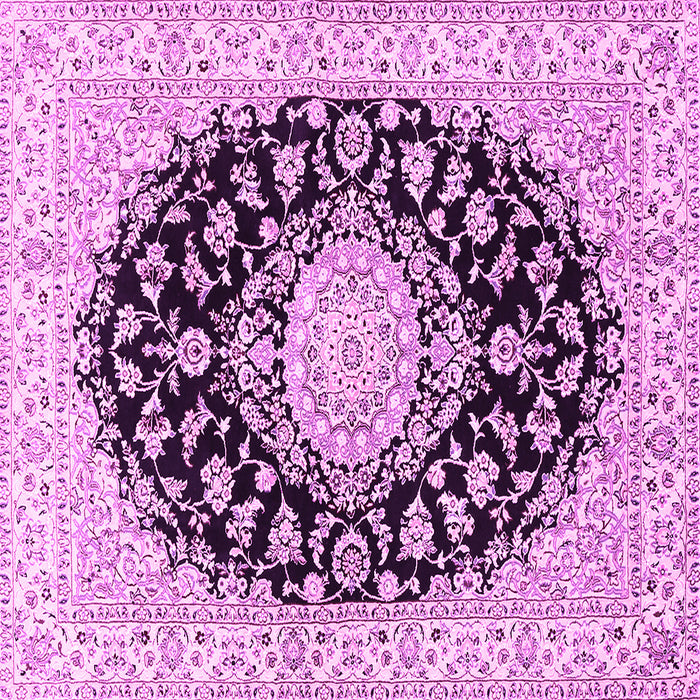 Square Machine Washable Medallion Pink Traditional Rug, wshtr728pnk
