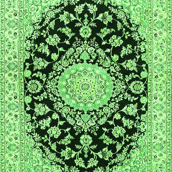 Serging Thickness of Machine Washable Medallion Green Traditional Area Rugs, wshtr728grn