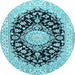 Round Medallion Light Blue Traditional Rug, tr728lblu