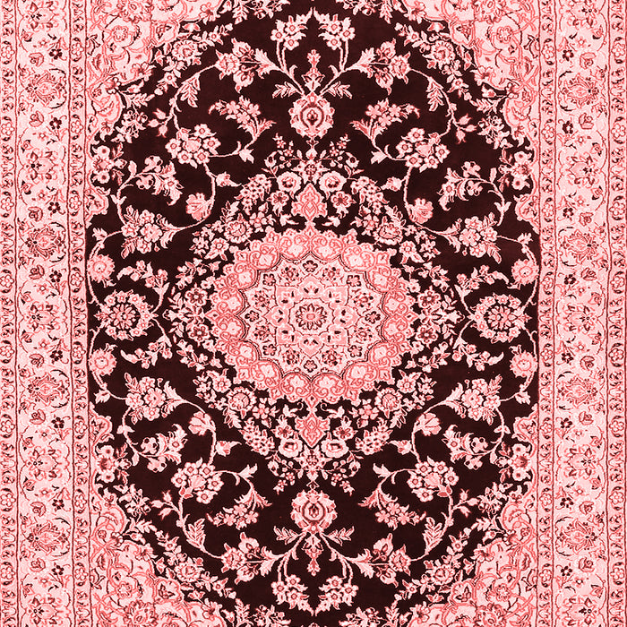 Machine Washable Medallion Red Traditional Rug, wshtr728red