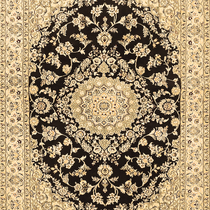 Machine Washable Medallion Brown Traditional Rug, wshtr728brn