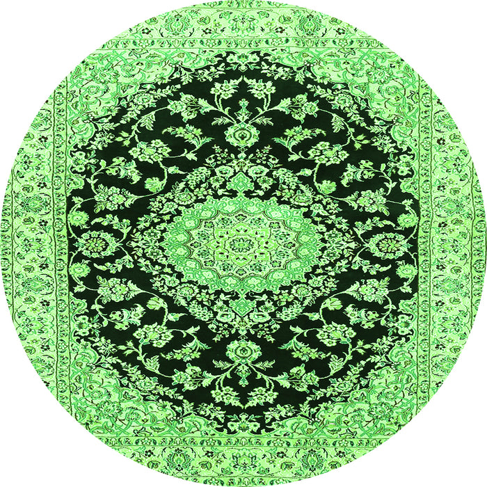 Machine Washable Medallion Green Traditional Area Rugs, wshtr728grn