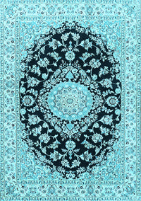 Medallion Light Blue Traditional Rug, tr728lblu