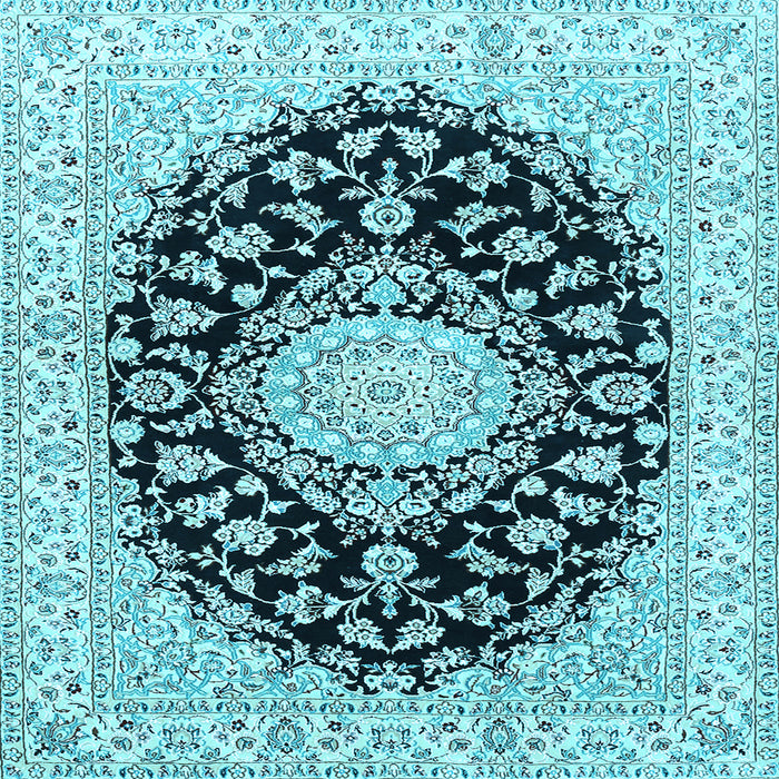 Square Medallion Light Blue Traditional Rug, tr728lblu