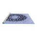 Sideview of Machine Washable Medallion Blue Traditional Rug, wshtr728blu