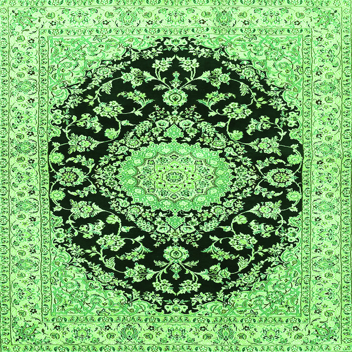Serging Thickness of Medallion Green Traditional Rug, tr728grn
