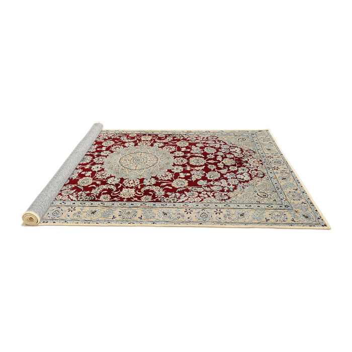 Sideview of Machine Washable Traditional Rust Pink Rug, wshtr729