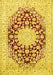 Machine Washable Medallion Yellow Traditional Rug, wshtr729yw