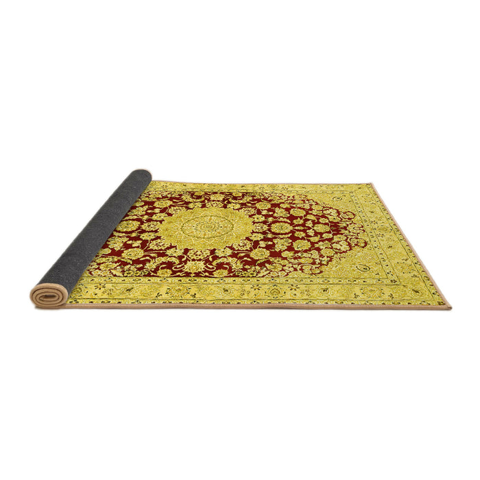 Sideview of Medallion Yellow Traditional Rug, tr729yw